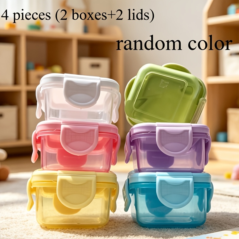 TEMU Set da 4 pezzi (2 scatole e 2 coperchi) Mini contenitori sigillati da 2Oz, contenitori impilabili portatili per erogazione, colori casuali,