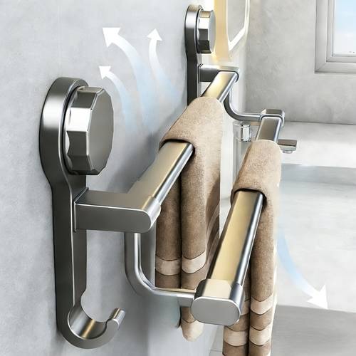 no nail wall mounted towel rack for bathroom 1pc double towel bar no drilling required heavy duty carbon steel double shower towel rack space saving bathroom accessory storage and organization tool