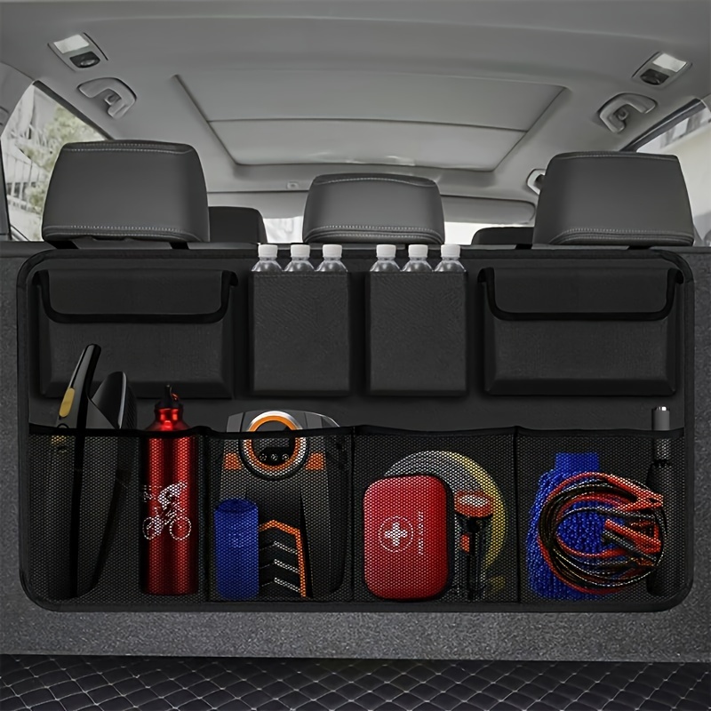 

1pc Versatile Car Trunk & Seat Organizer - Spacious, Collapsible Storage Bag With 8 Pockets & Adjustable Straps For Neat & Accessible Items