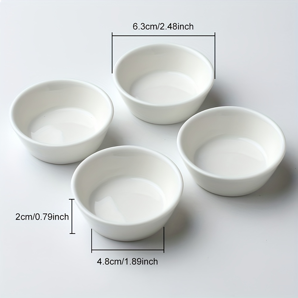 TEMU 4pcs White Ceramic Court Dessert Small Dipping Sauce Cups Set, Suitable For Ketchup And Mustard