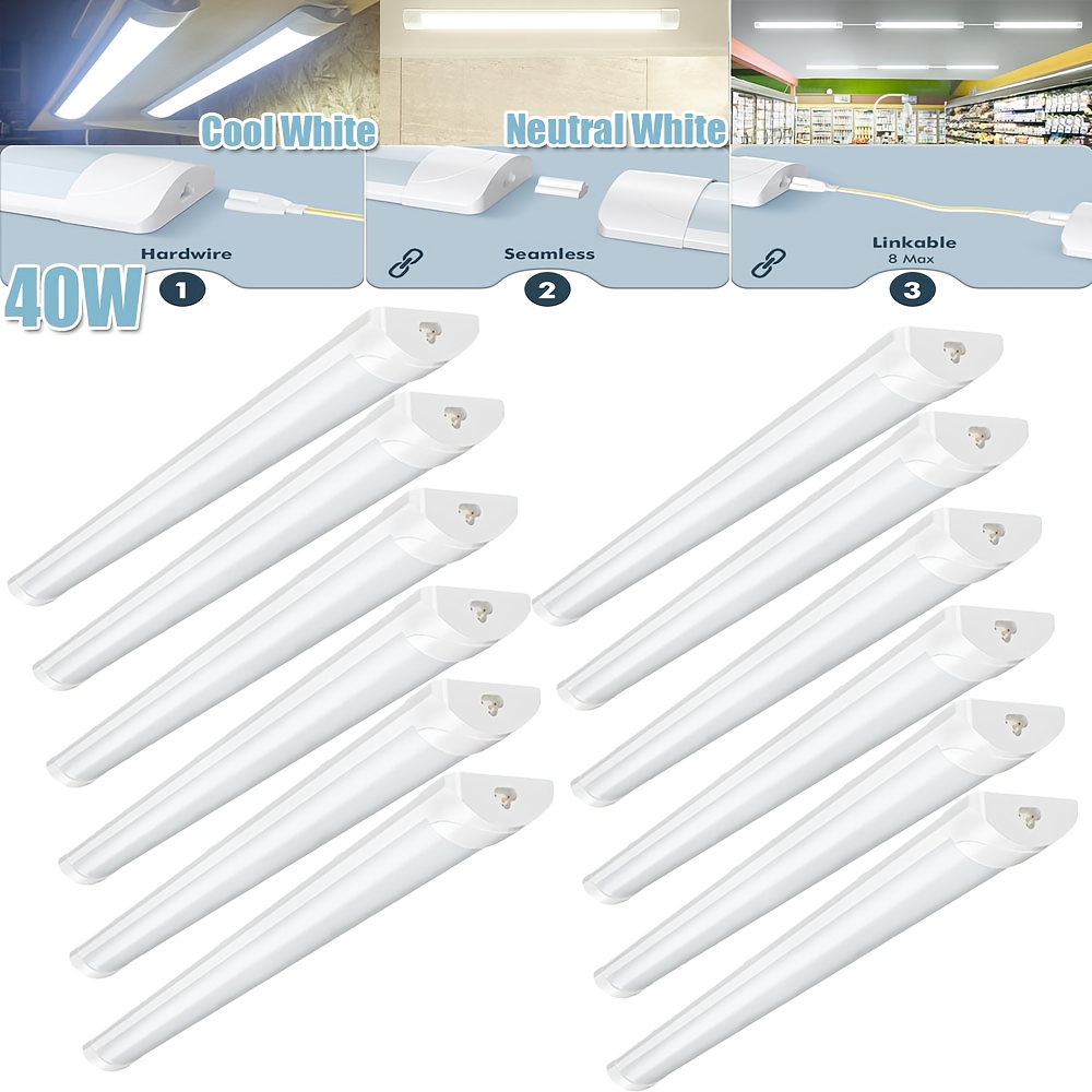 Image of 12pcs 40w 115cm Led Batten, Led Strip And Fixtures, Led Fluorescent Strip Fittings For Garage, Workshop, Office, Wall, Kitchen, Shed, Led Ceiling Light Strips