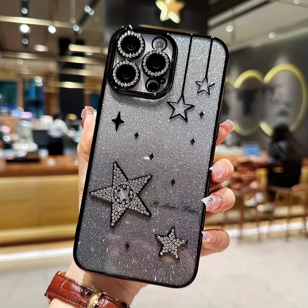 

Sequin Star Glitter Case - Tpu Plating Luxurious Transparent Cover With Air Cushion & Shockproof Protection For 11/12 Pro/13/14/15 Pro Max Models