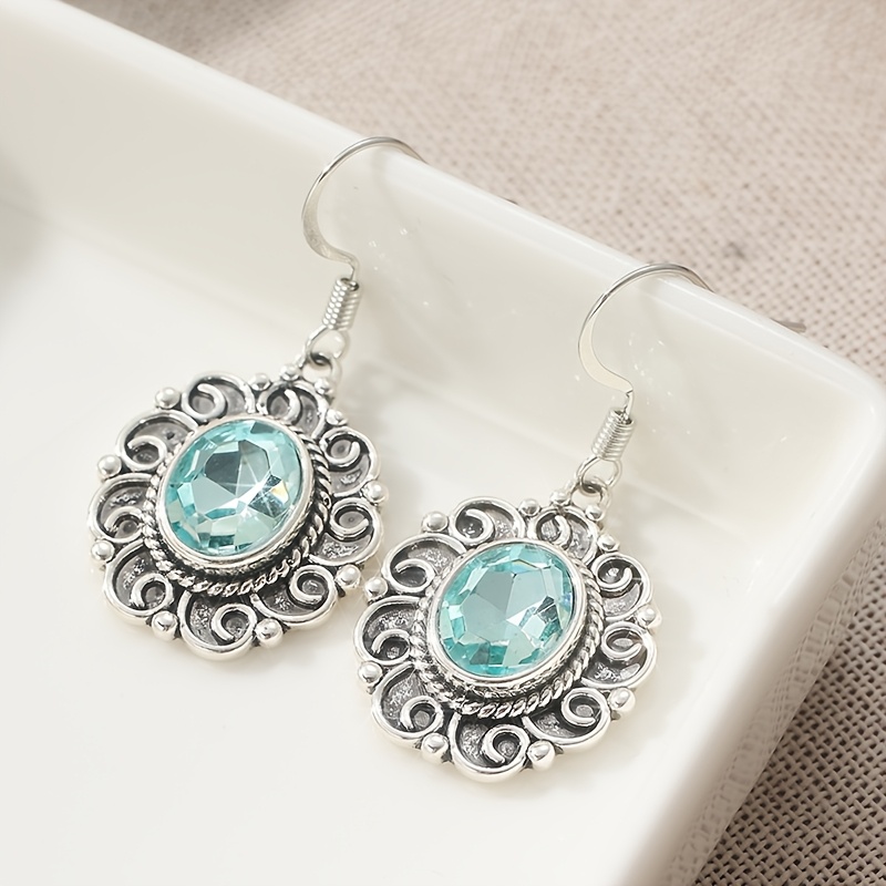 Vintage Bohemian Style Flower Pendant Earrings, Gift for Her