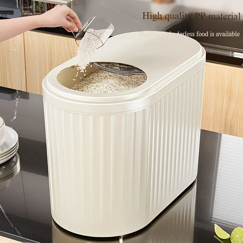 1pc modern plastic rice storage container with lid food grade airtight canister for rice suitable for storing rice sugar flour and pet food sealed rice keeper box basket bin and container for Product details 2