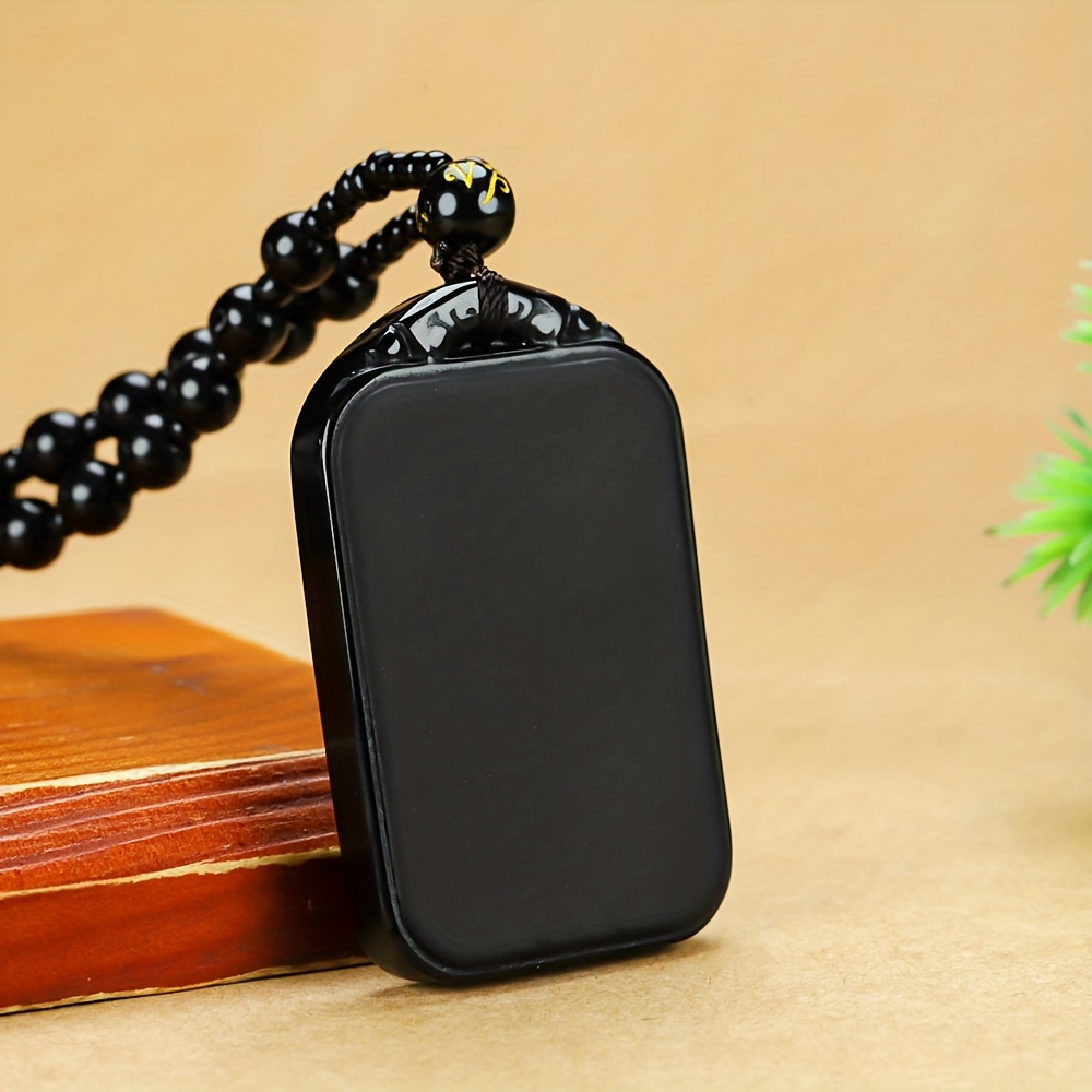 Obsidian Peace Sign Pendant Necklace, Unique Gift