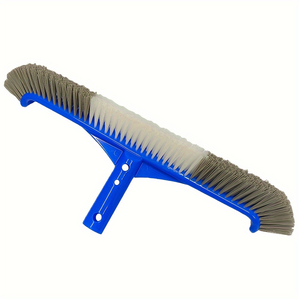 17-inch Pool Brush With A Curved End For Cleaning Pool Walls, Featuring Nylon Bristles