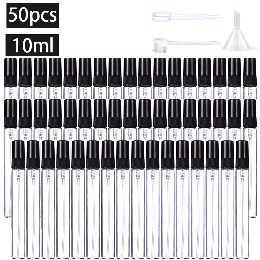 50pcs 10ml Mini Refillable Glass Spray Bottle Atomizer Perfume Mouthwash Atomizer For Cleaning Travel Essential Oils