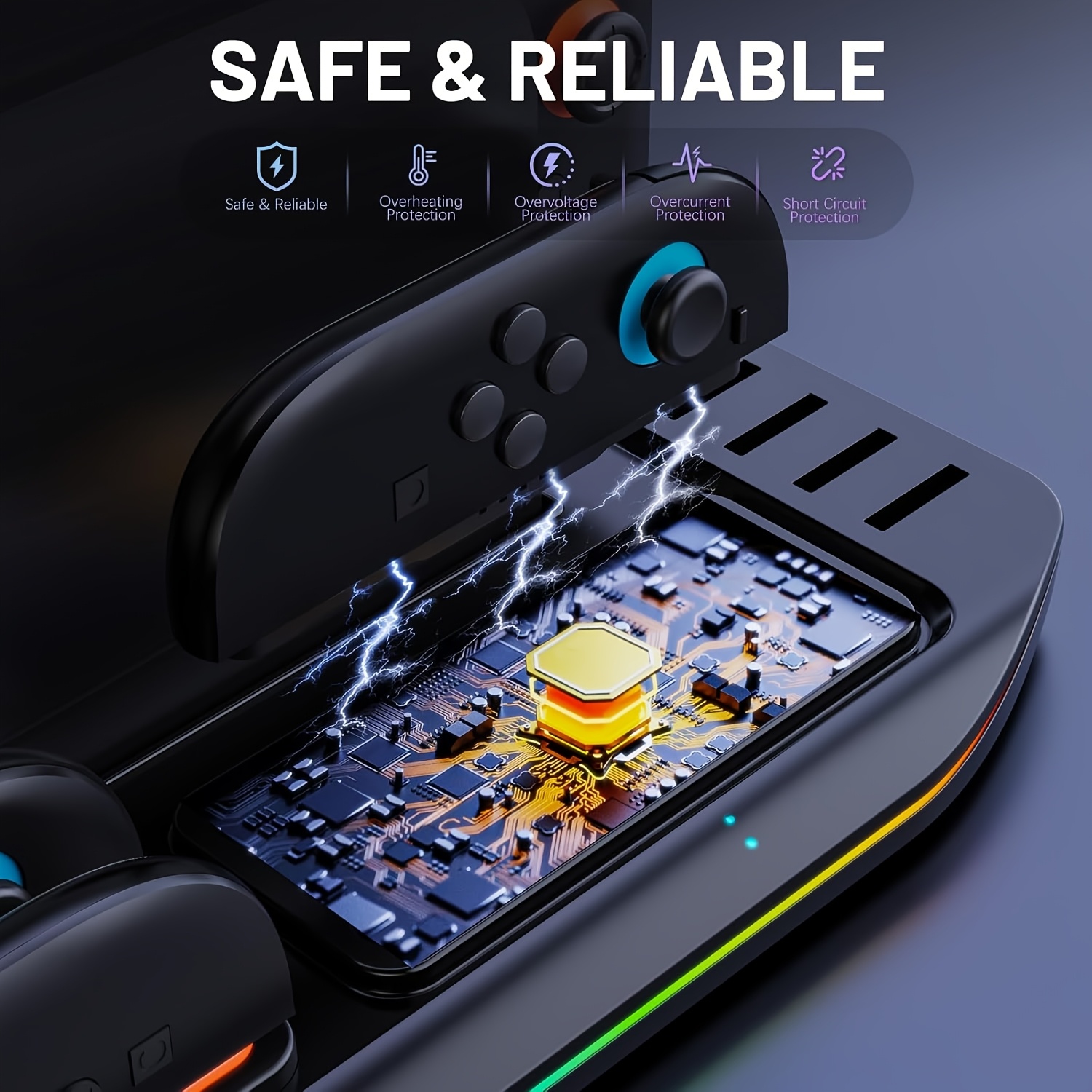 for   switch 2 charging dock with 12 game card storage, 9 rgb light  , magnetic plug-in   control charger station   switch 2 dock Product details 7