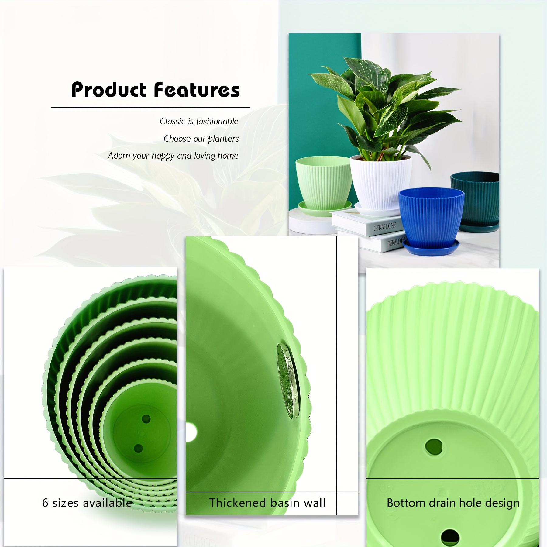 KADAX Vaso da fiori in plastica con sottovaso integrato, vaso per
