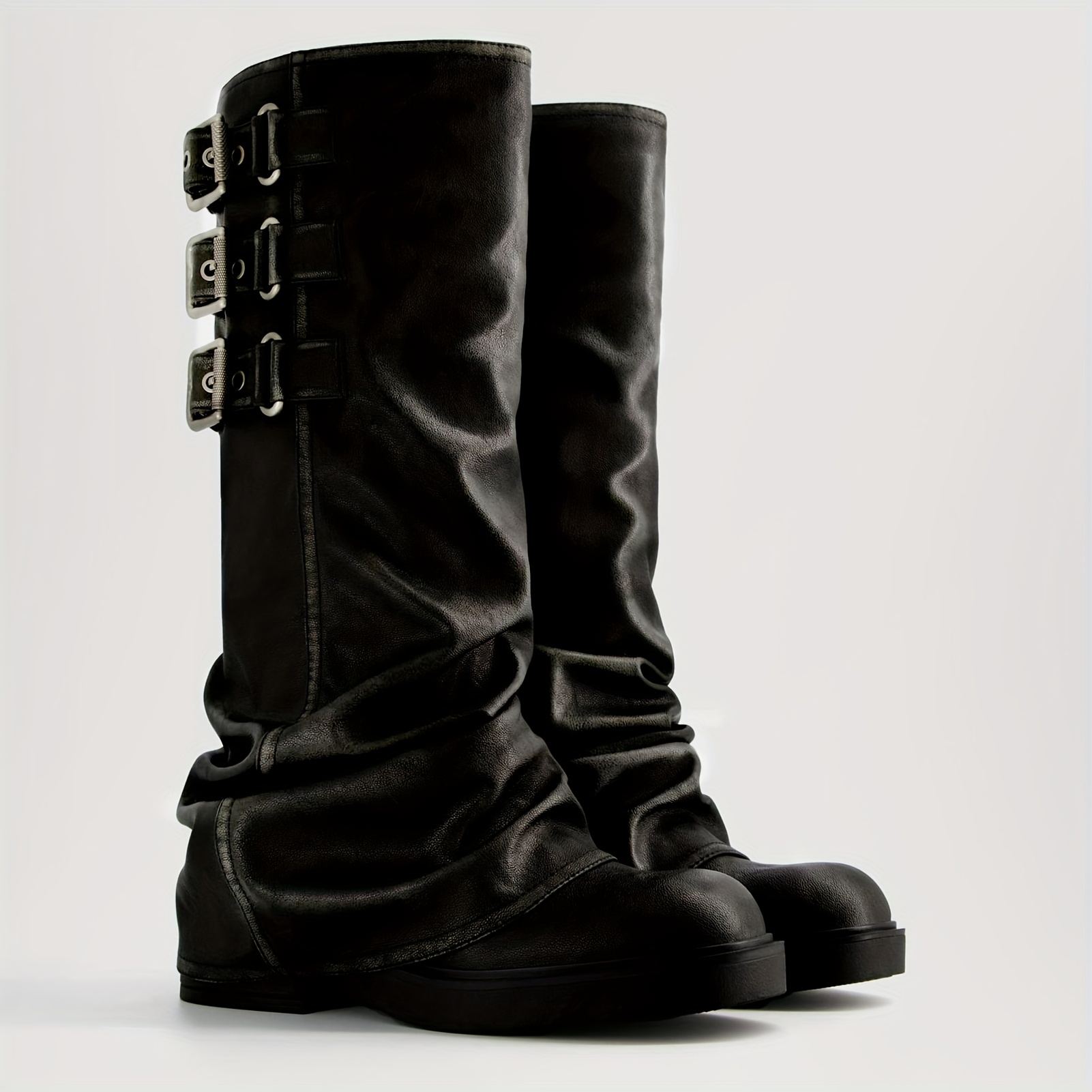 Slouchy Boots Wide Calf Scrunch Boots Fold Knee High Boots Slouch