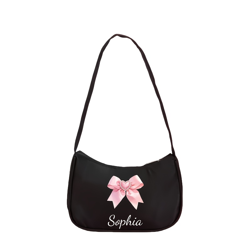 TEMU A Shoulder Personalized With Names, Numbers, And Dates. , Lightweight And Compact, With A Bow Pattern, Making It Ideal For Gifts, Shopping,