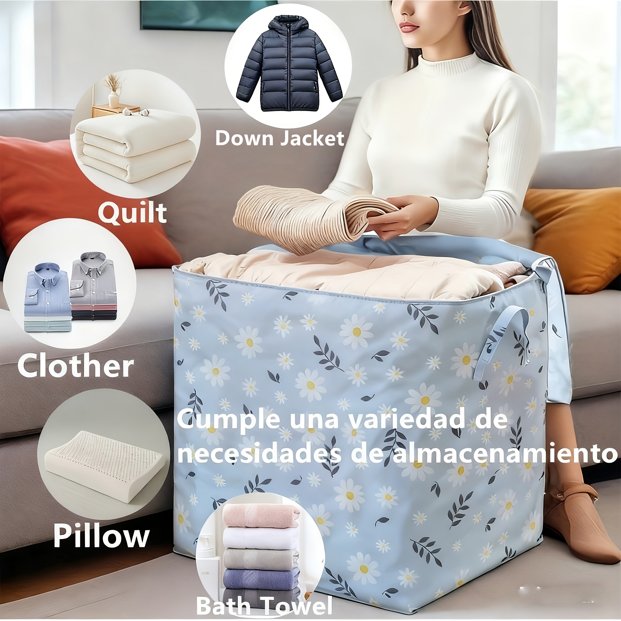 extra large foldable storage box closet organizers and storage laundry basket spring decorations for home quilts storage bag for clothes blankets quilts pillows bedding space saving ideal for bedrooms living rooms dorms under bed storage Product details 1