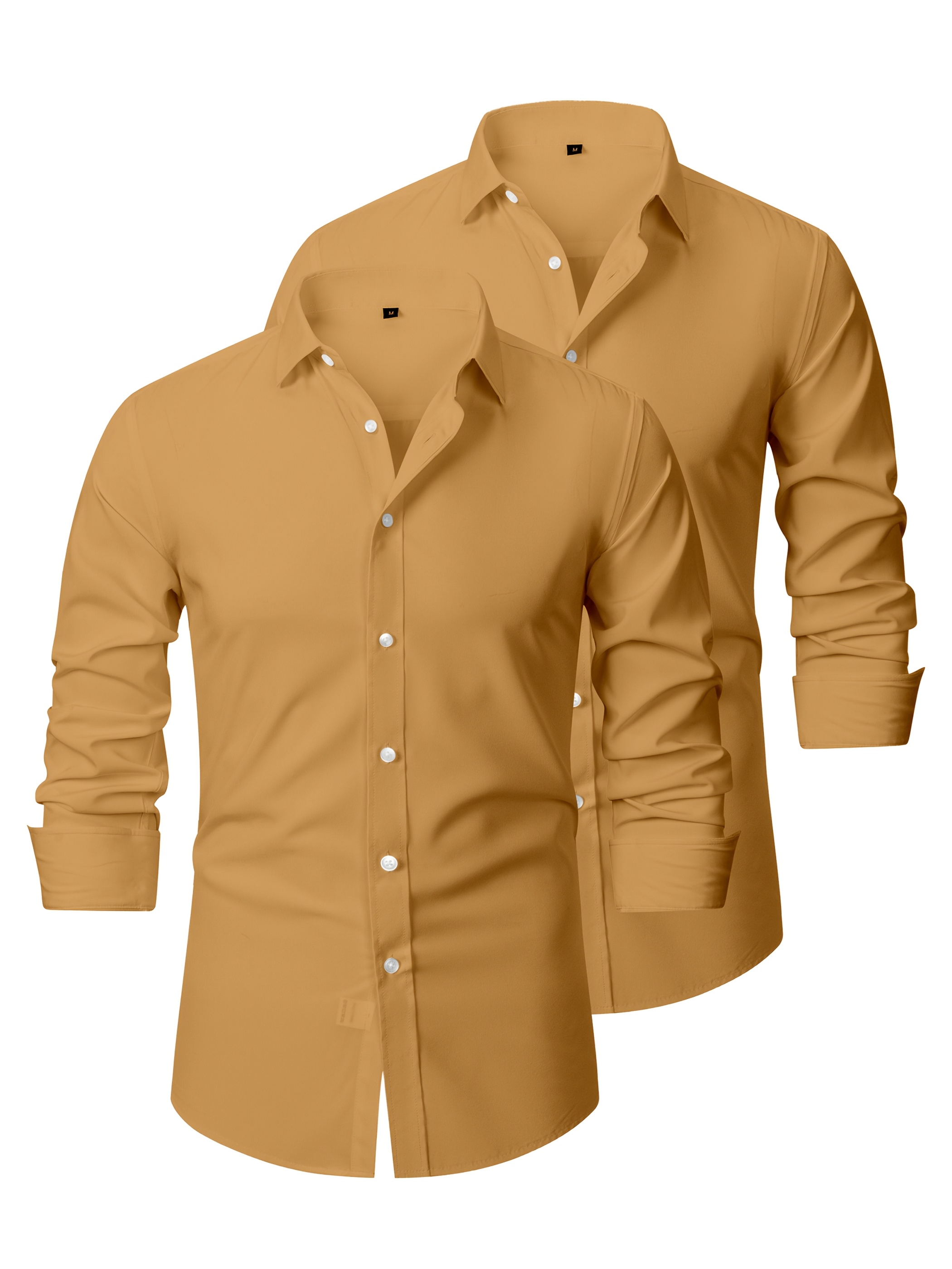 2pcs set mens stretch long sleeve dress shirt business - Temu Belgium