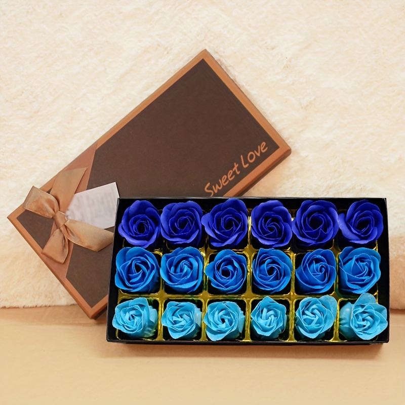 Party Favors 18pcs Gradient Rose Artificial Flower Gift Box, Valentine&;s Day Gift For Girlfriend, Mother&;s Day Gift For Mom, Birthday Gift, Wedding Favor, Conference Giveaway, Random
