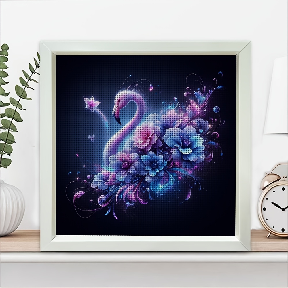Frameless Dreamy Flamingo and Flowers Cross Stitch Printed Kit