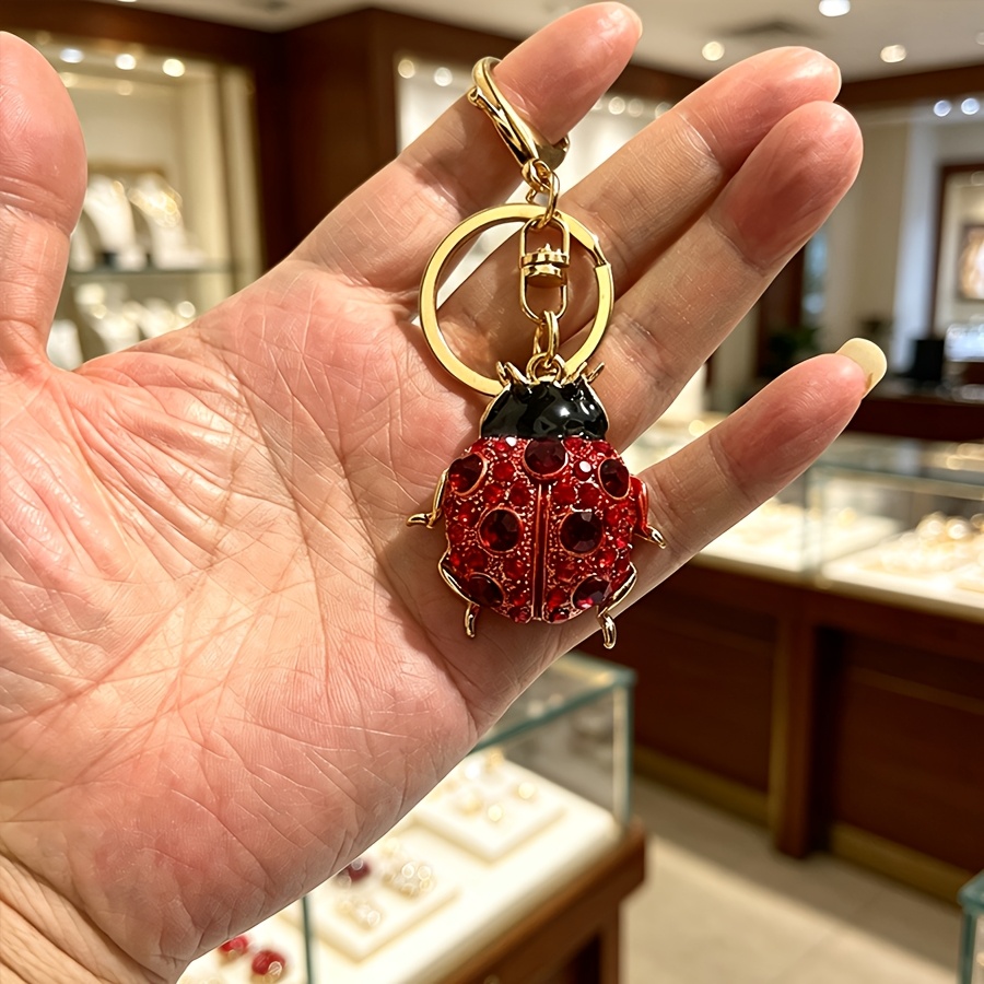 Simulation Red Ladybug Water Brick Keychain, Exquisite Design
