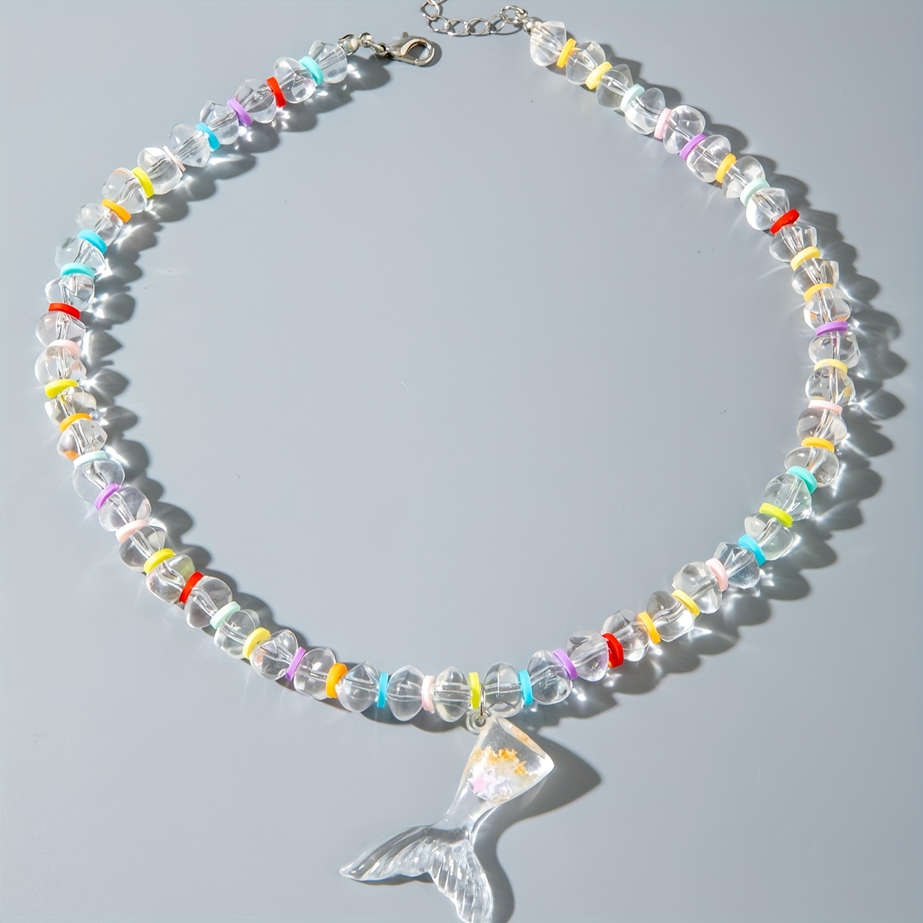 Bohemian Multicolor Beaded Fish Tail Pendant Jewelry Set