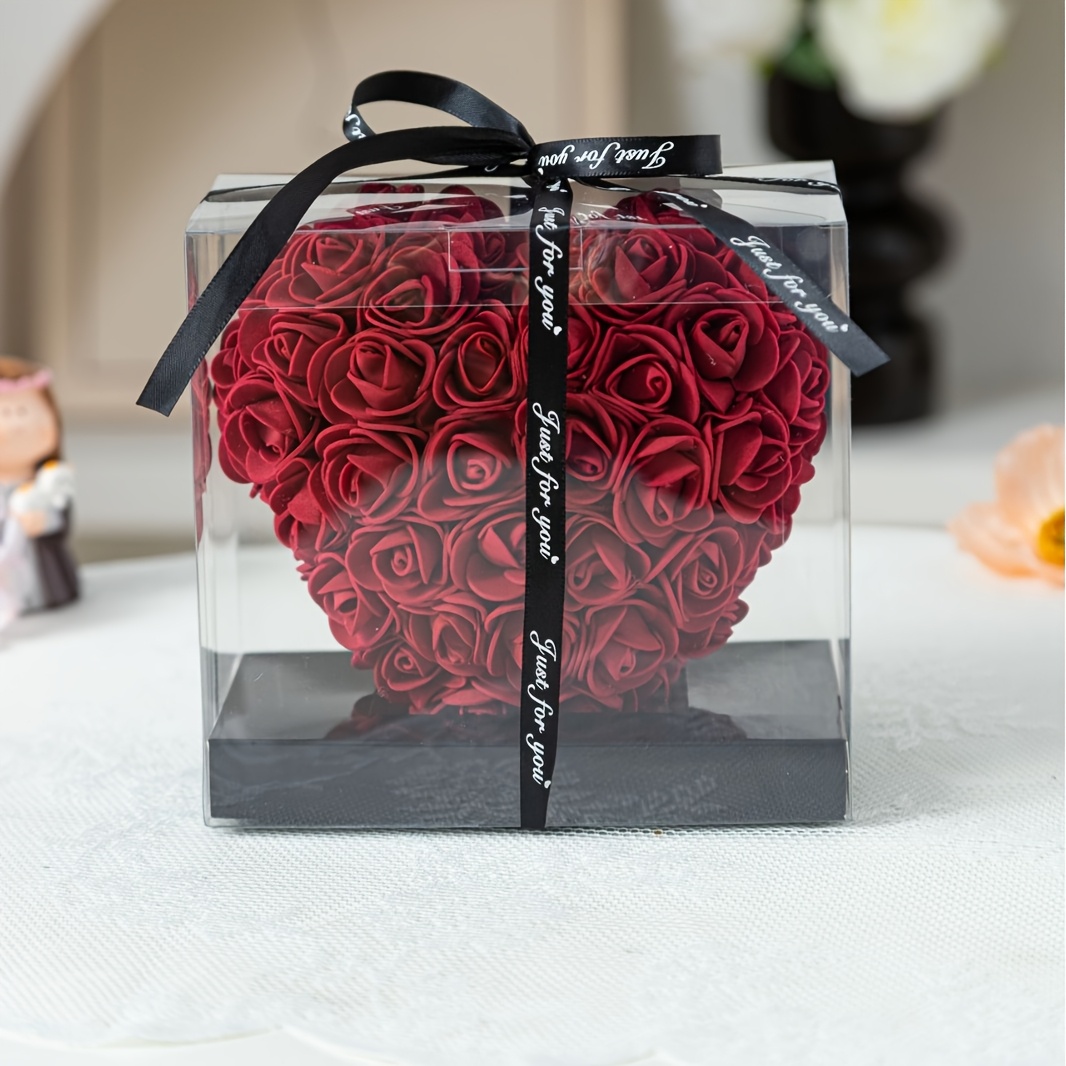 With Transparent Gift Box, Artificial Fake Rose Valentine's Day Christmas Mother's Day Gift