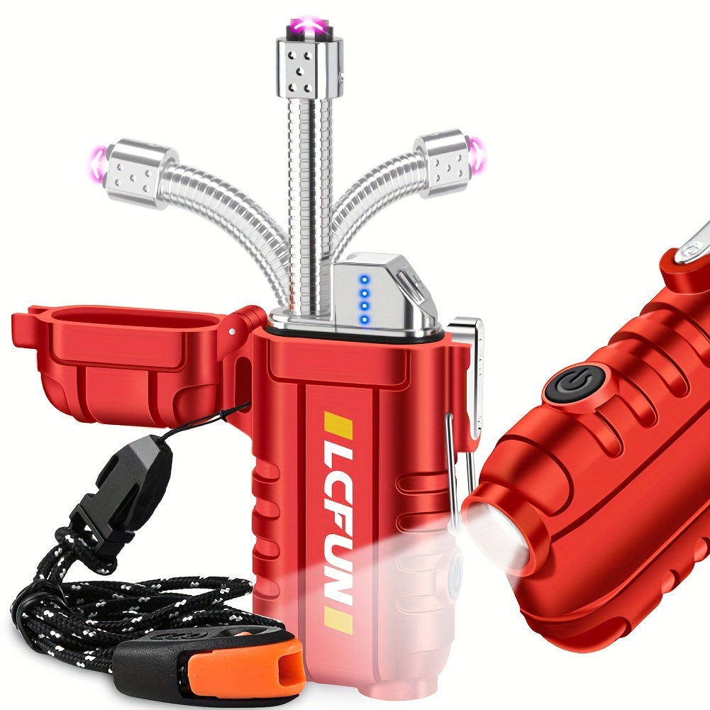 

Rechargeable Electric Lighter, Waterproof Windproof Arc Lighter With Lanyard And Extended Hose - Perfec Gift For Friends