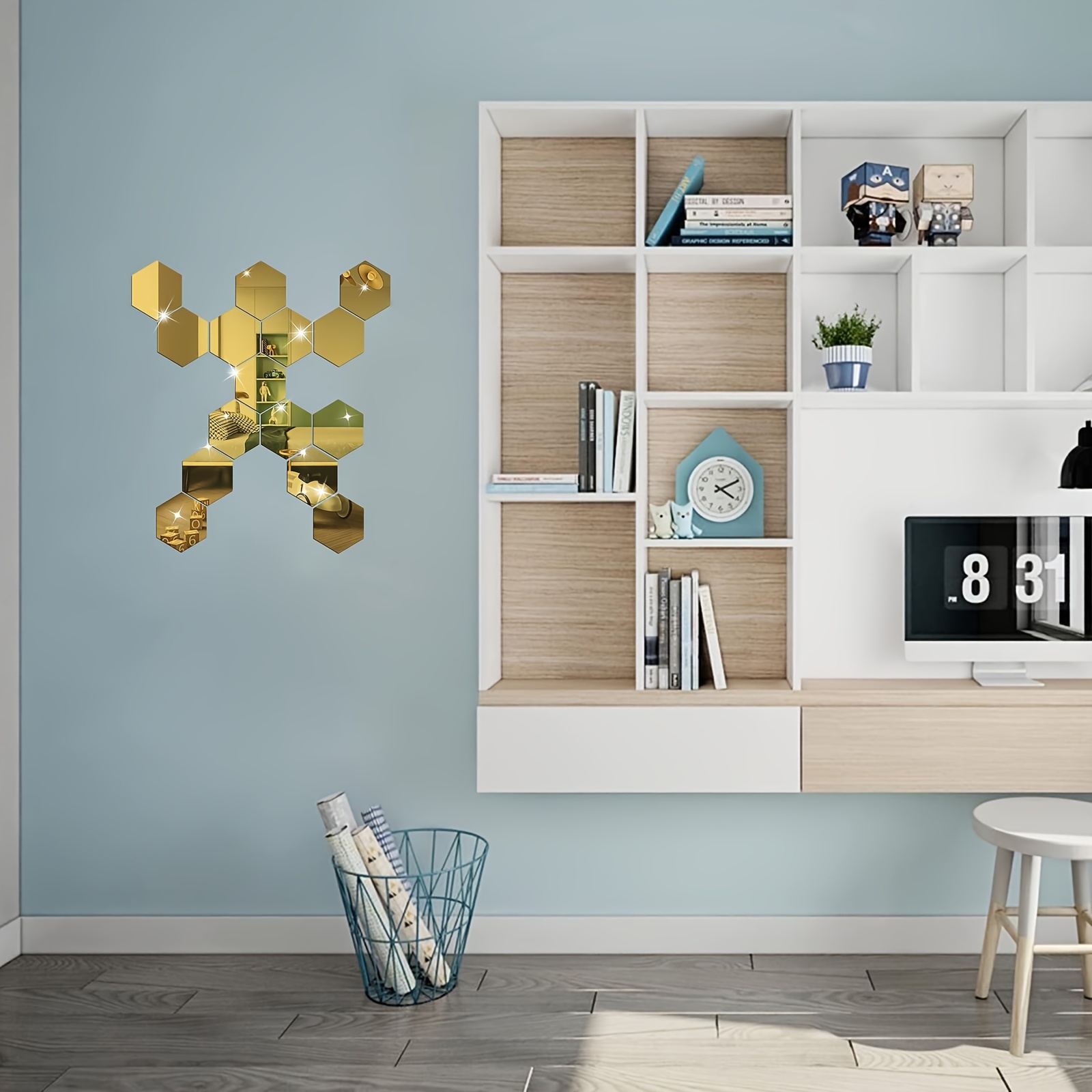 12件套 3d六边形亚克力镜面墙贴 diy艺术墙饰贴 家居装饰客厅镜面装饰贴 商品详情 1