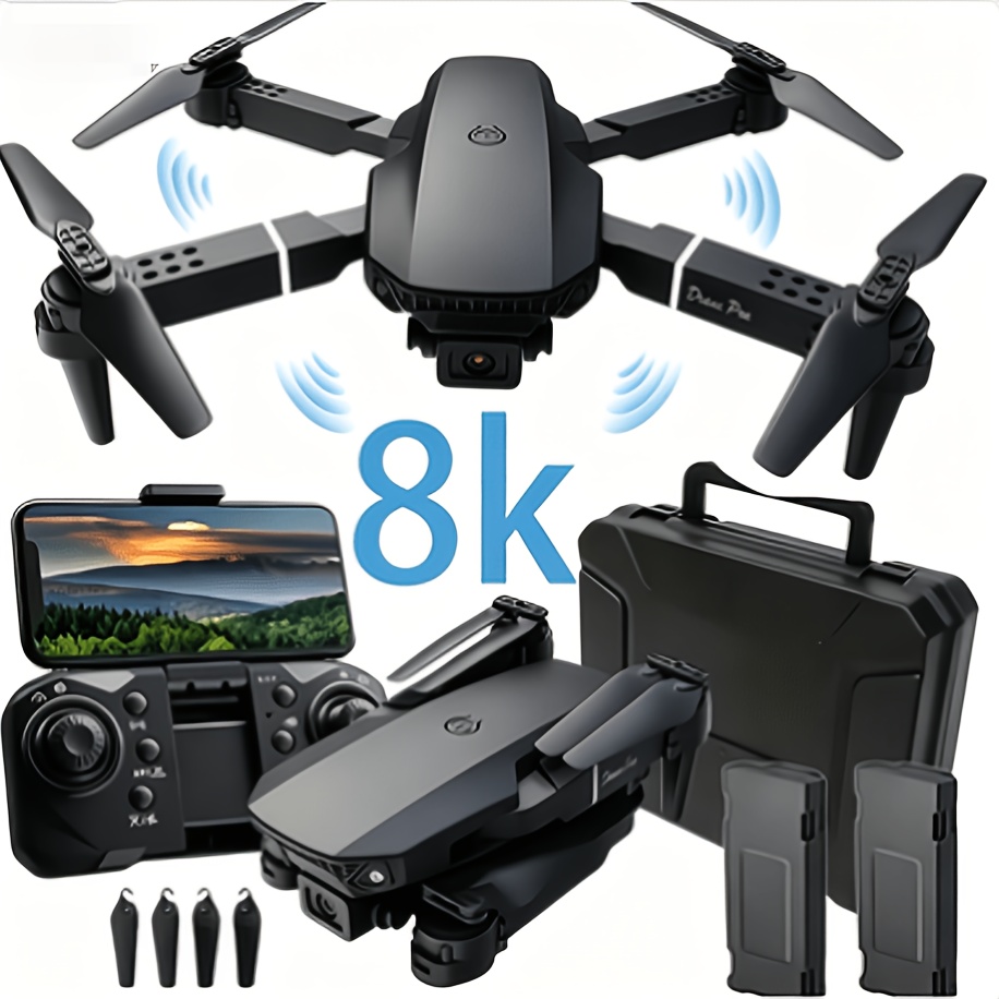 TEMU Rc Drone, 2025 New Professional Rc Drone With 2 Batteries, Dual Camera Double Folding Rc Height Hold Remote Control, Drone With 90° Adjustable