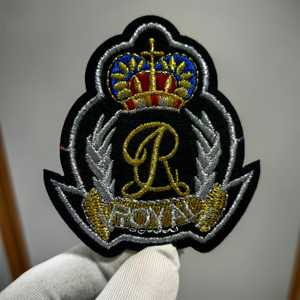 

Embroidered Patch - Iron-on/sew-on Badge With Golden & , Black Background, Leaves & For Clothing, Jackets, Jeans, Bags, Shoes, Hats,