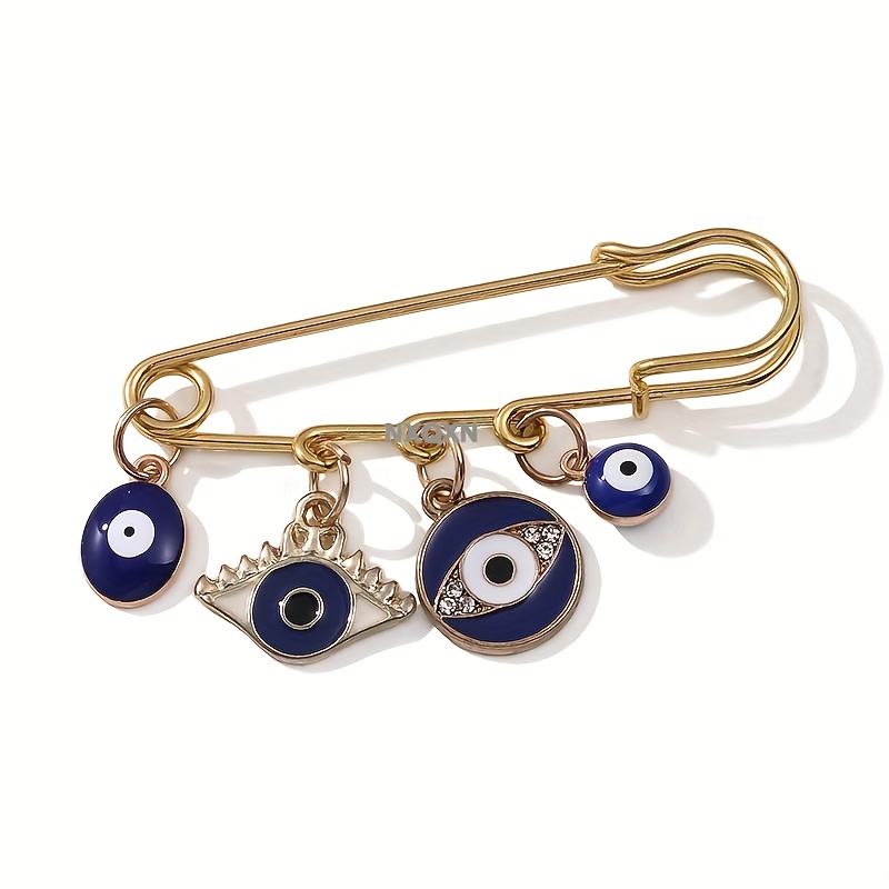 TEMU Broche del Azul con Palma Incrustada Creativa, Colgante de Ojo de , Dijes para Bolso y Alfiler Antideslizante