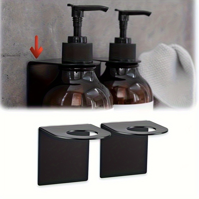 2pcs No-drill Adhesive Soap Dispenser Holder, Wall-mounted Shampoo Bottle Organizer Set, Rust-proof For