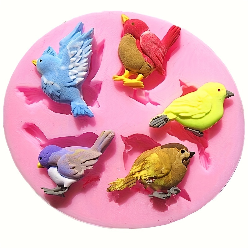 

5-in-1 Silicone Resin Casting Molds, Multi-shaped Bird Designs, Flexible Oval Chocolate Molds For Diy Baking, Sugarcraft Cake Decoration, Crafting Tools For Resin Art