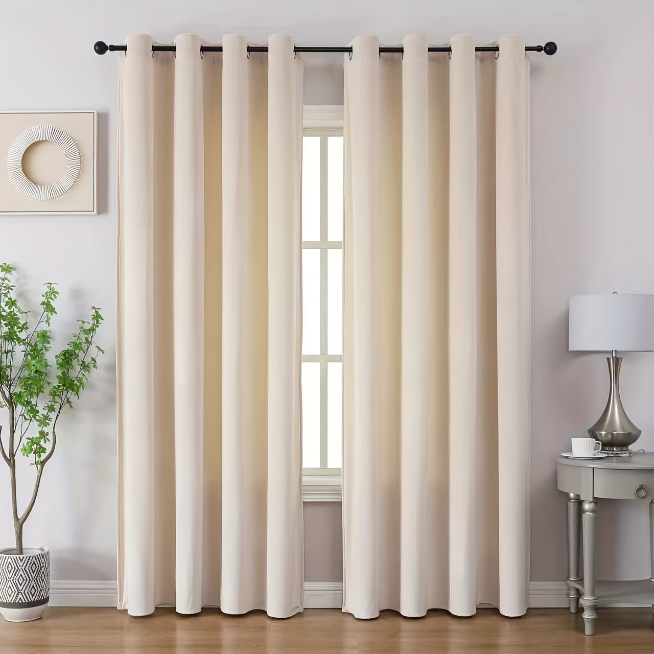 TEMU 2pcs Blackout Velvet Golden And Blue Curtains, Thermal Insulation, Blackout, Sunscreen Curtains, With Perforated Hanging Method, Sunscreen,