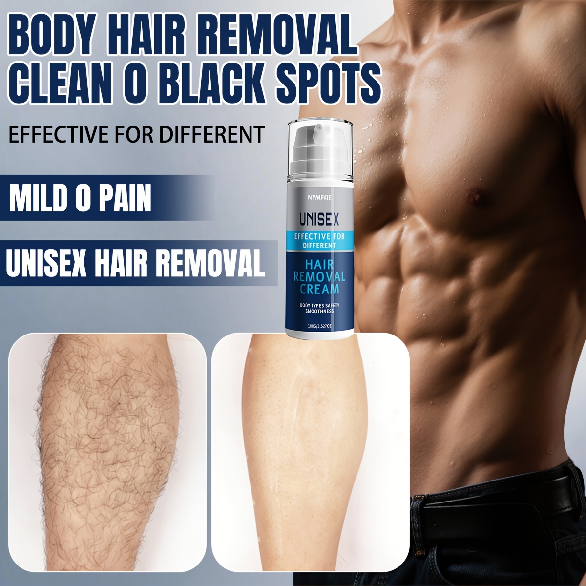 100g/3.527oz.Gentle Hair Removal Cream for Body & Bikini|Fast Acting in 5 Mins. Smooth Three Months. Hair Removal Cream. Moment Hair Removal, Gentle Formula for Sensitive Skin. Used for Facial|Underarm|Leg|Arm And Private Area Hair Removal. Unisex.