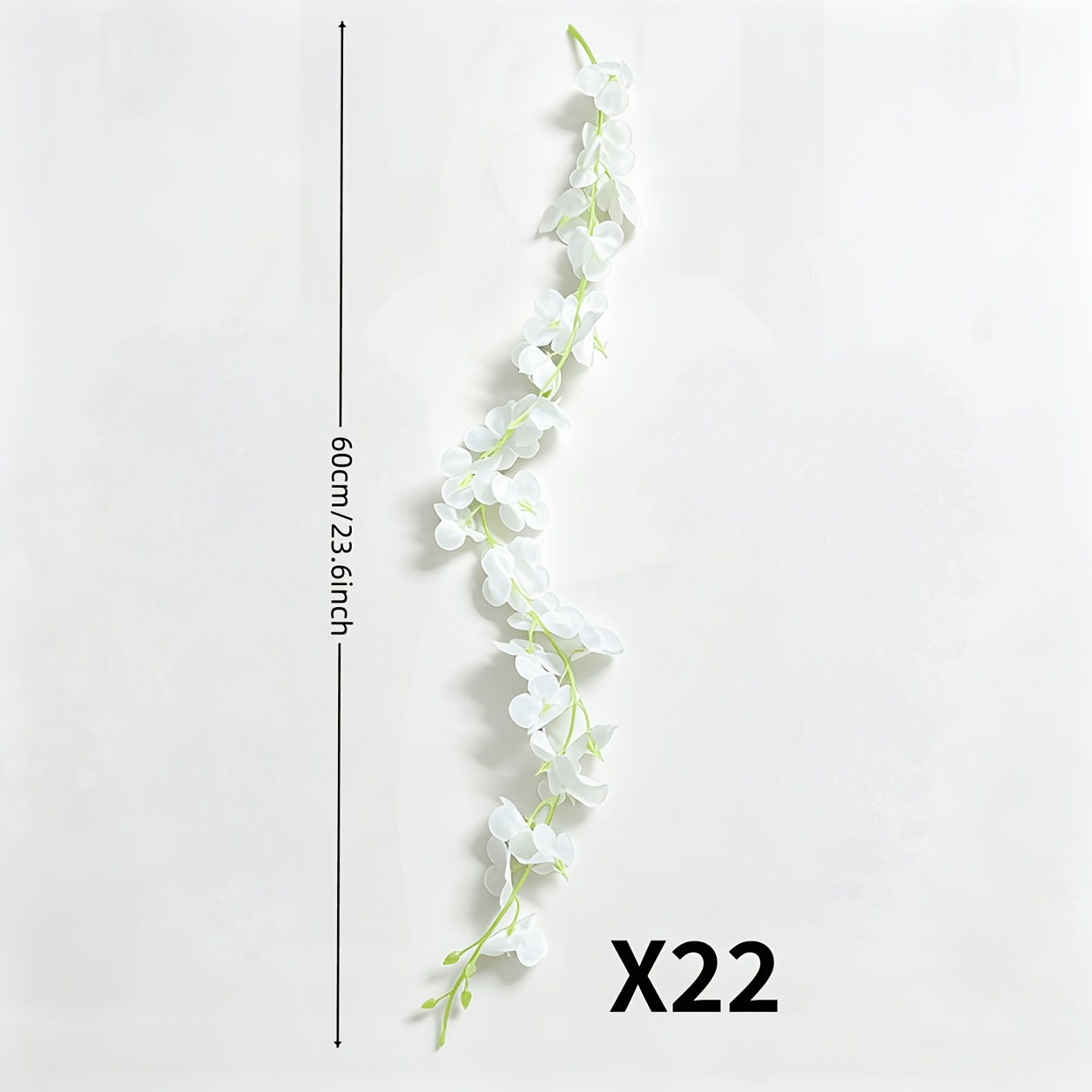 TEMU 22pcs White Artificial Wisteria Flowers, Indoor Outdoor Hanging Decoration/elegant White, Suitable For Wedding Arch, Garden, Terrace, Ceiling