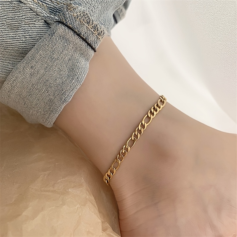 

1 bracelet cheville en chaîne 3-en-1 élégant pour femmes, style sexy et simple de luxe, matériau en fer, convient pour un , , les fêtes et les accessoires , coupe toutes