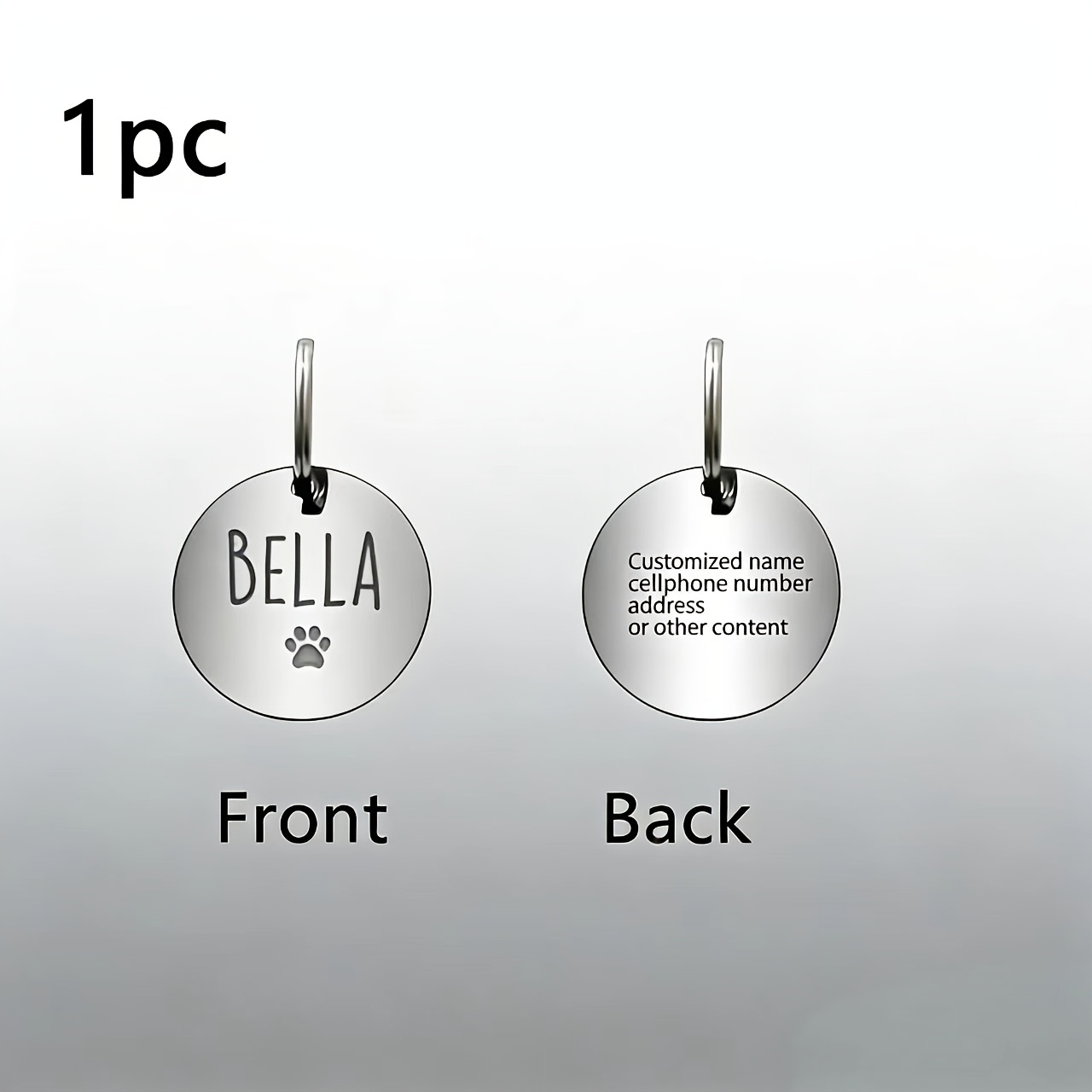 Double-Sided Engraved Pet Tag, Custom Easy Round Metal Anti-Lost Tag