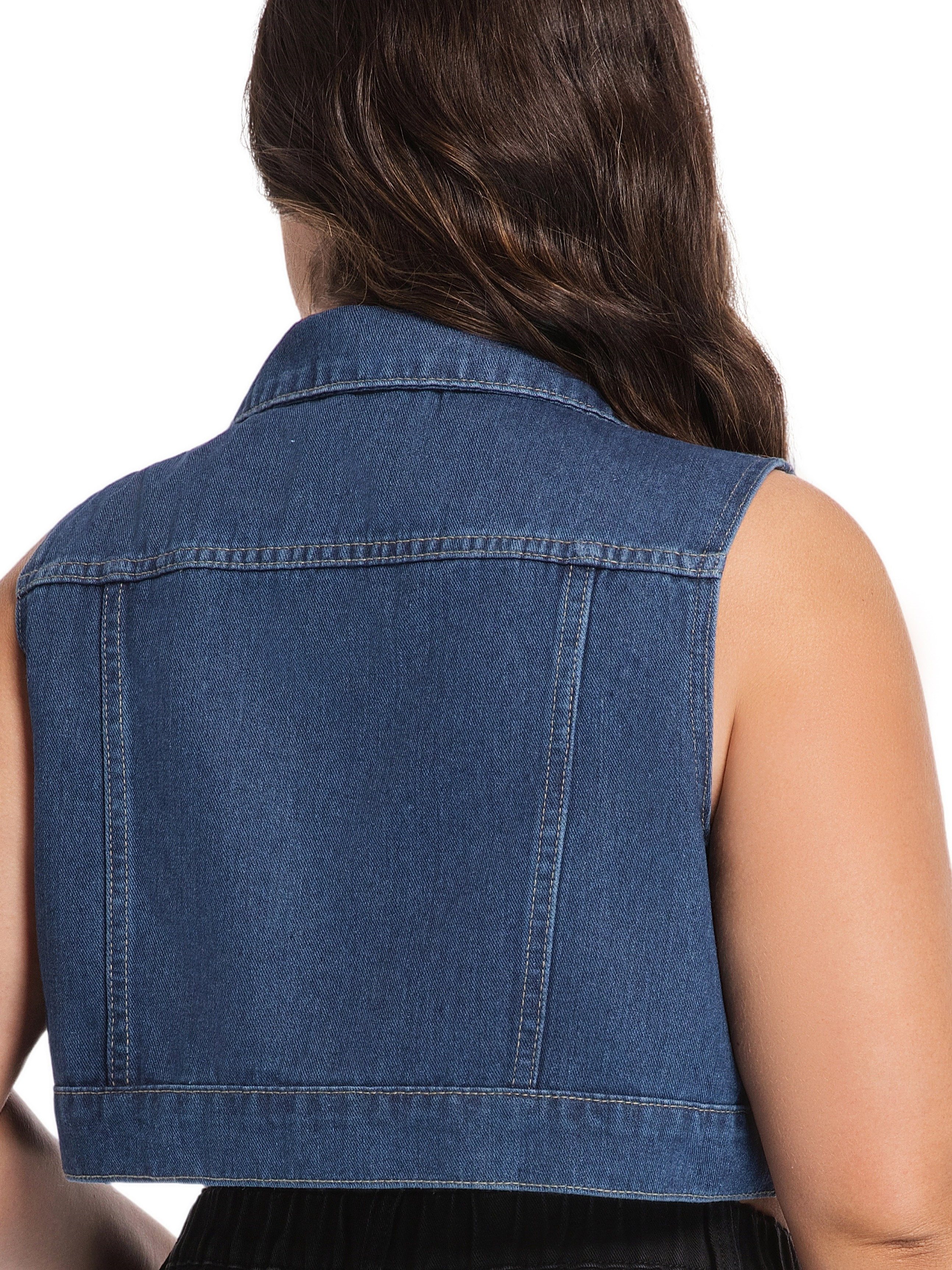 Jeansweste Jeansjacke Weste Damen Weste Blaue Jeansweste Damen