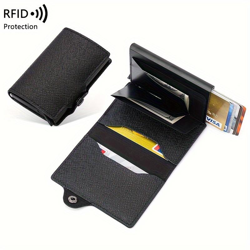 Carteira minimalista com bloqueio de RFID, porta-cartões de grande capacidade e vários compartimentos para cartões