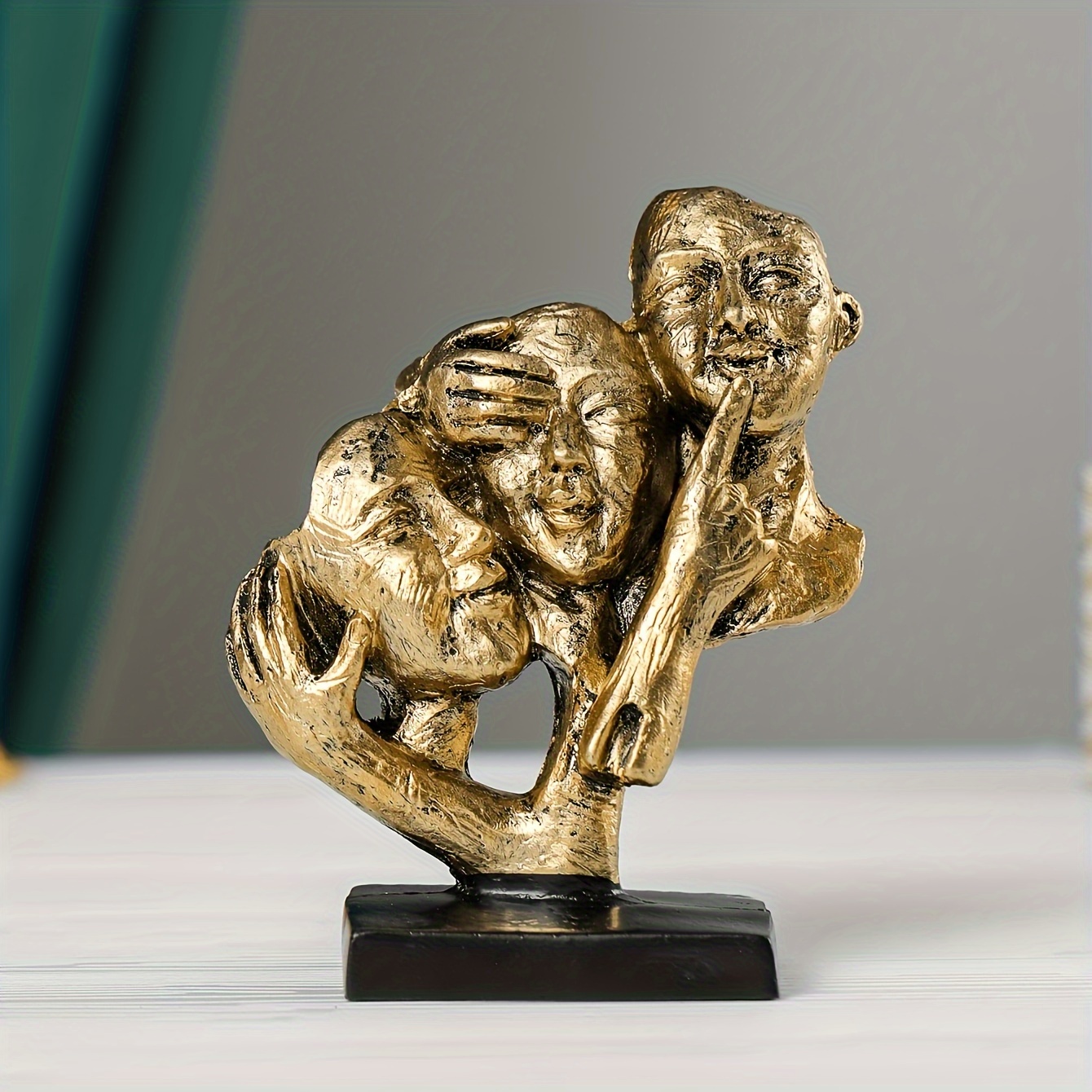 Image of Classic Abstract Trio Sculpture - Resin Collectible Figurine, Halloween Tabletop Decoration, Elegant Friendship Theme, For Home Office Floor Decor, Suitable 14 & Up