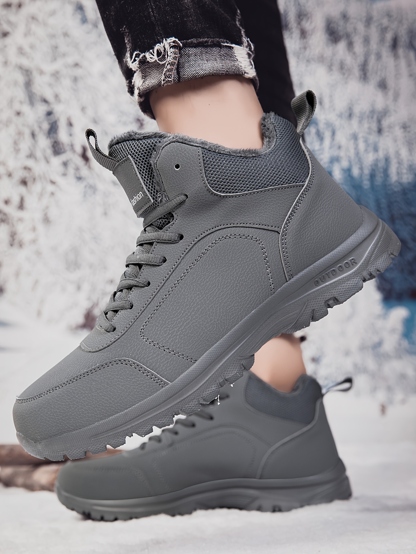 mens snow sports shoes lightweight and flexible sole plush lining winter outdoor   top warm snow boots outdoor sports and hiking boots Product details 9