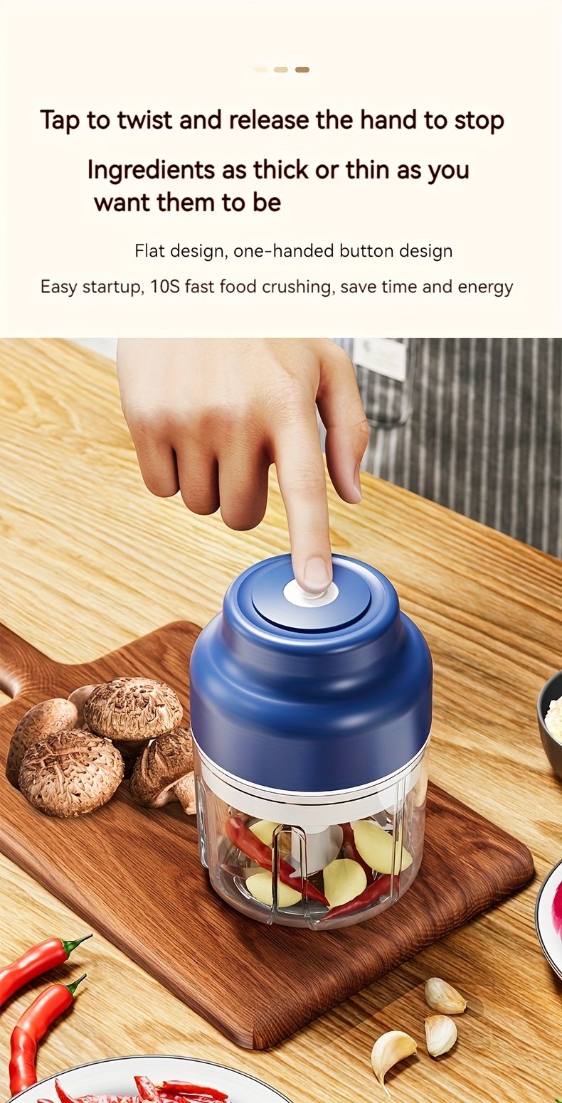 portable usb rechargeable electric garlic maker 320ml large capacity 6 blade stainless steel chopper with auto mixing for garlic meat veggies peppers ginger   appliance   stylish gadget durable construction food processor busy professionals Product details 3
