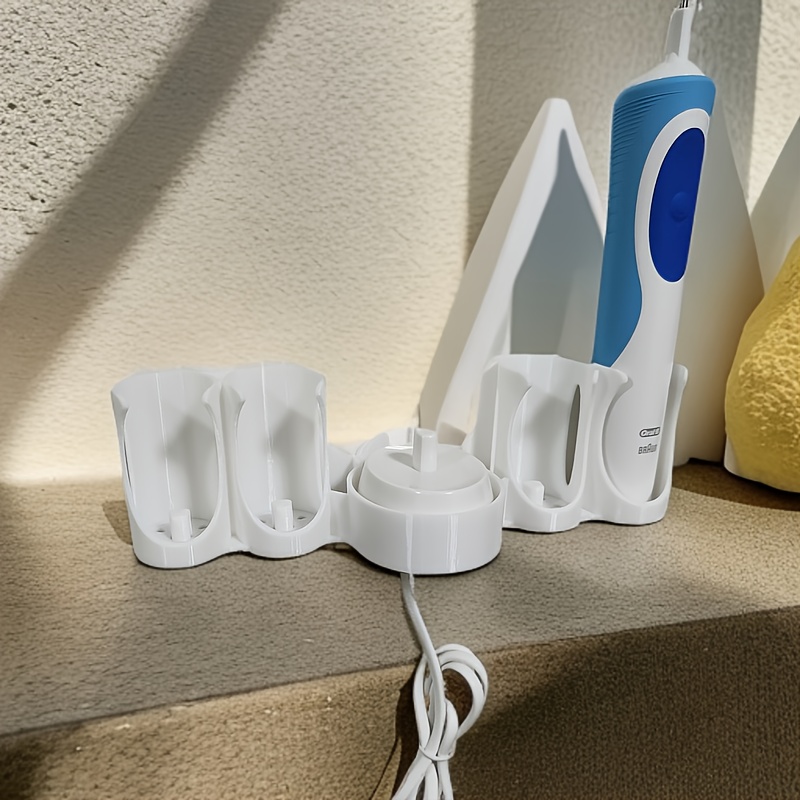 

Charger Holder, Wall-mounted Toothbrush Stand, No-install Adhesive Plastic Bracket, Electricity-free Use