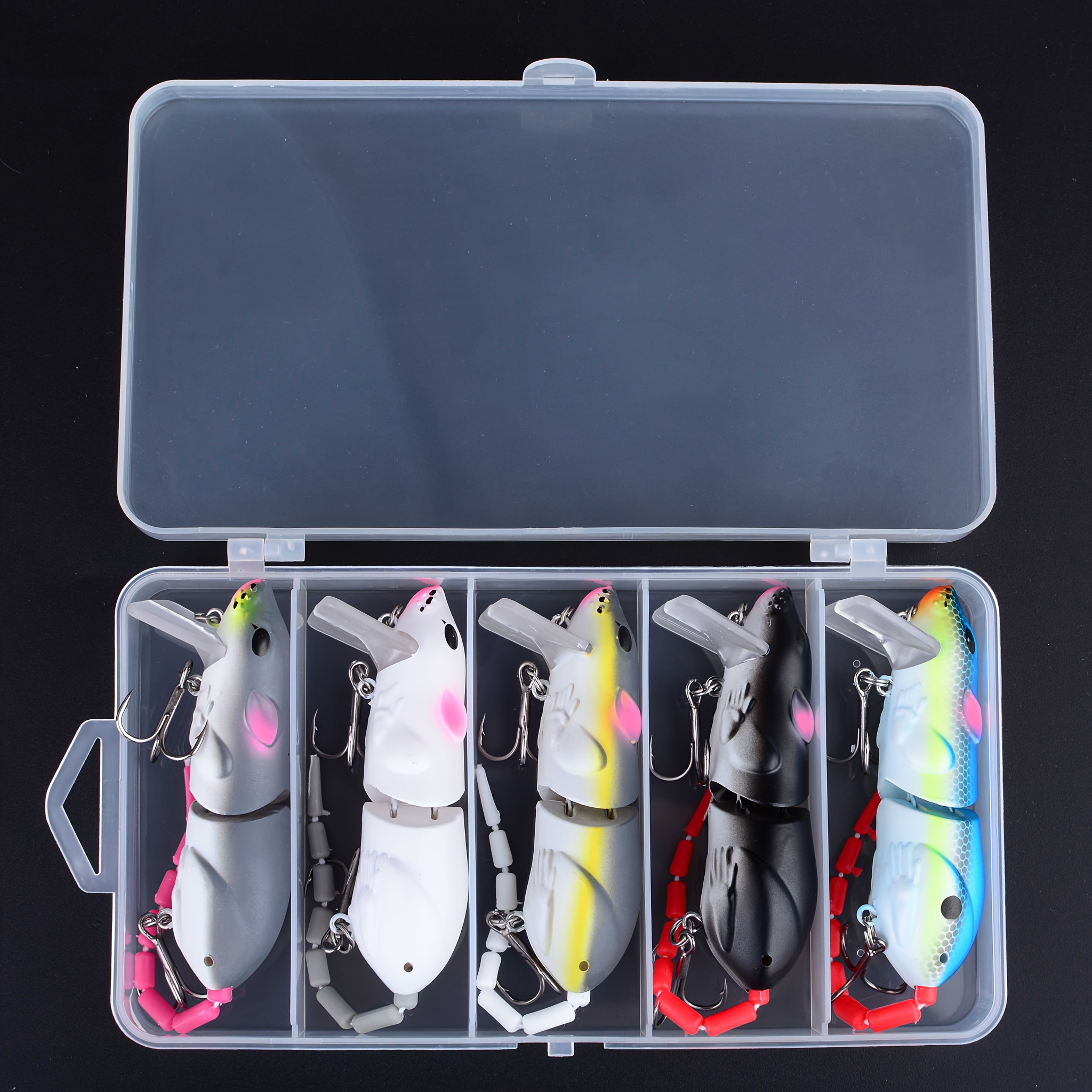 TEMU Boîte de 5 pièces - Leurre Souris Artificiel, Appât Rat en Plastique Réaliste, Leurre Nageur Longue Portée, Wobbler Pêche, Crankbaits pour