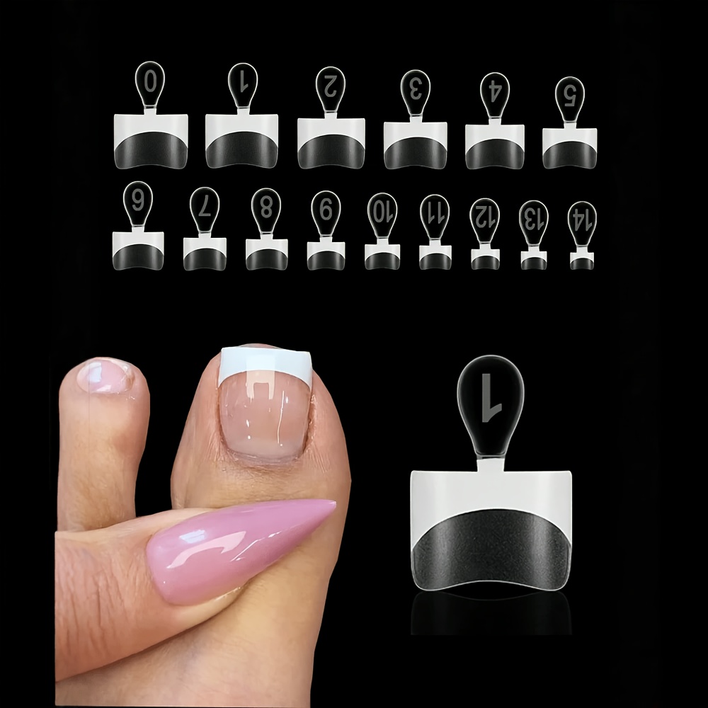 TEMU Lot de 30 capsules d'orteils carrées pointues à bout français blanc demi-couverture en gel souple transparent avec ligne pour outils d'extension