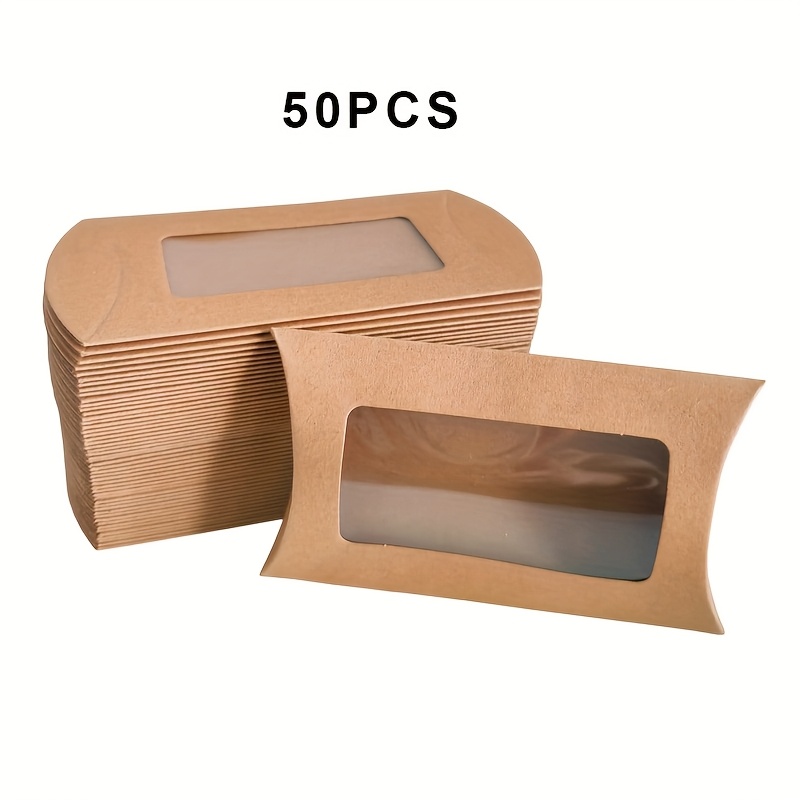 Gift For Her/him 50pcs, Creative Pillow Window Wedding Candy Box, Exquisite Gift Box, Solid Paper Small Item Storage Box, Usable Packaging Box, Wedding, Birthday, Graduation Party Gift Box