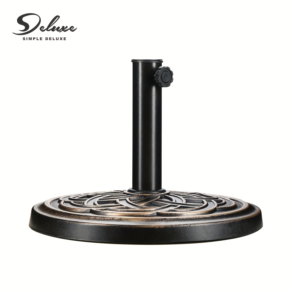 

Simple Deluxe 24.2 Lbs 17.72" Market Umbrella Base Heavy Duty Round Stand For Patio Outdoor, Deck, 24.2lbs, Classic Bronze