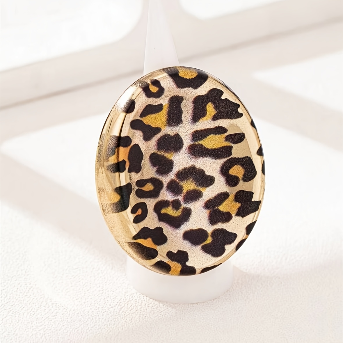 Women's Leopard Print Ring - Wide Band Statement Jewelry, Everyday & Formal Events - Minimalist Animal Print Ring For Wear, Versatile Jewelry, Sensual Aesthetic, Stylish , Trendy Accessory