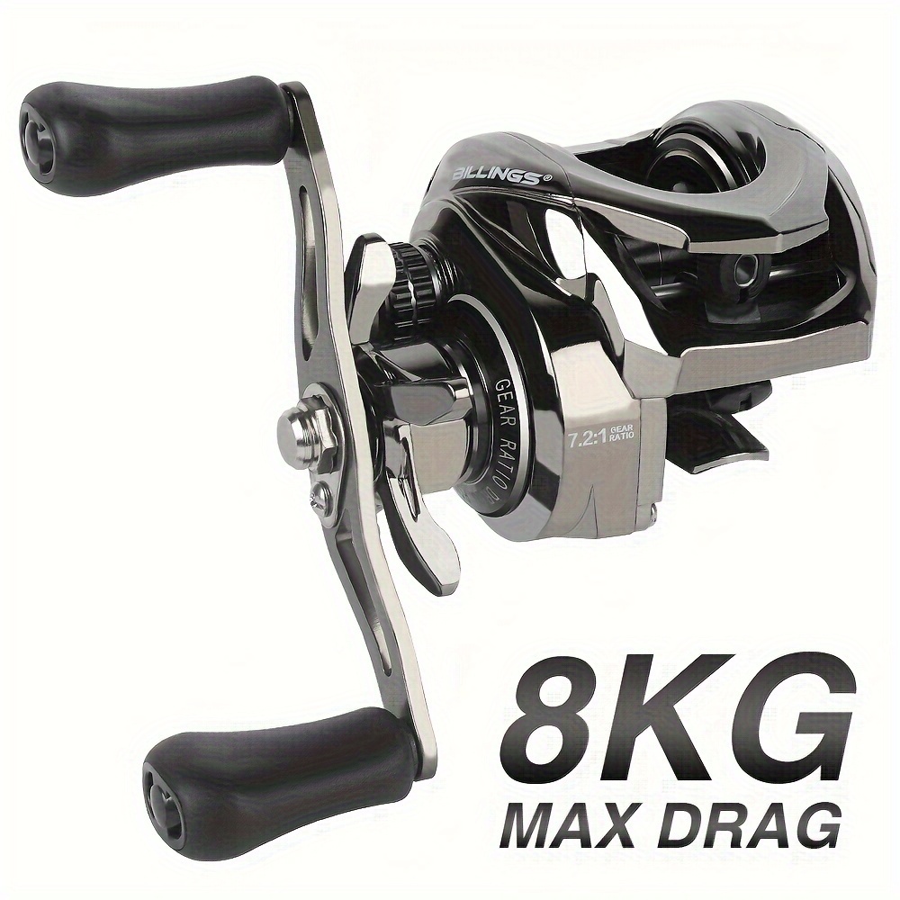 

5+1 Ball Billings At Series Baitcasting Reel - 7.2:1 Gear Ratio, 18lb Max Drag, Smooth Bearings For Freshwater And Saltwater Fishing