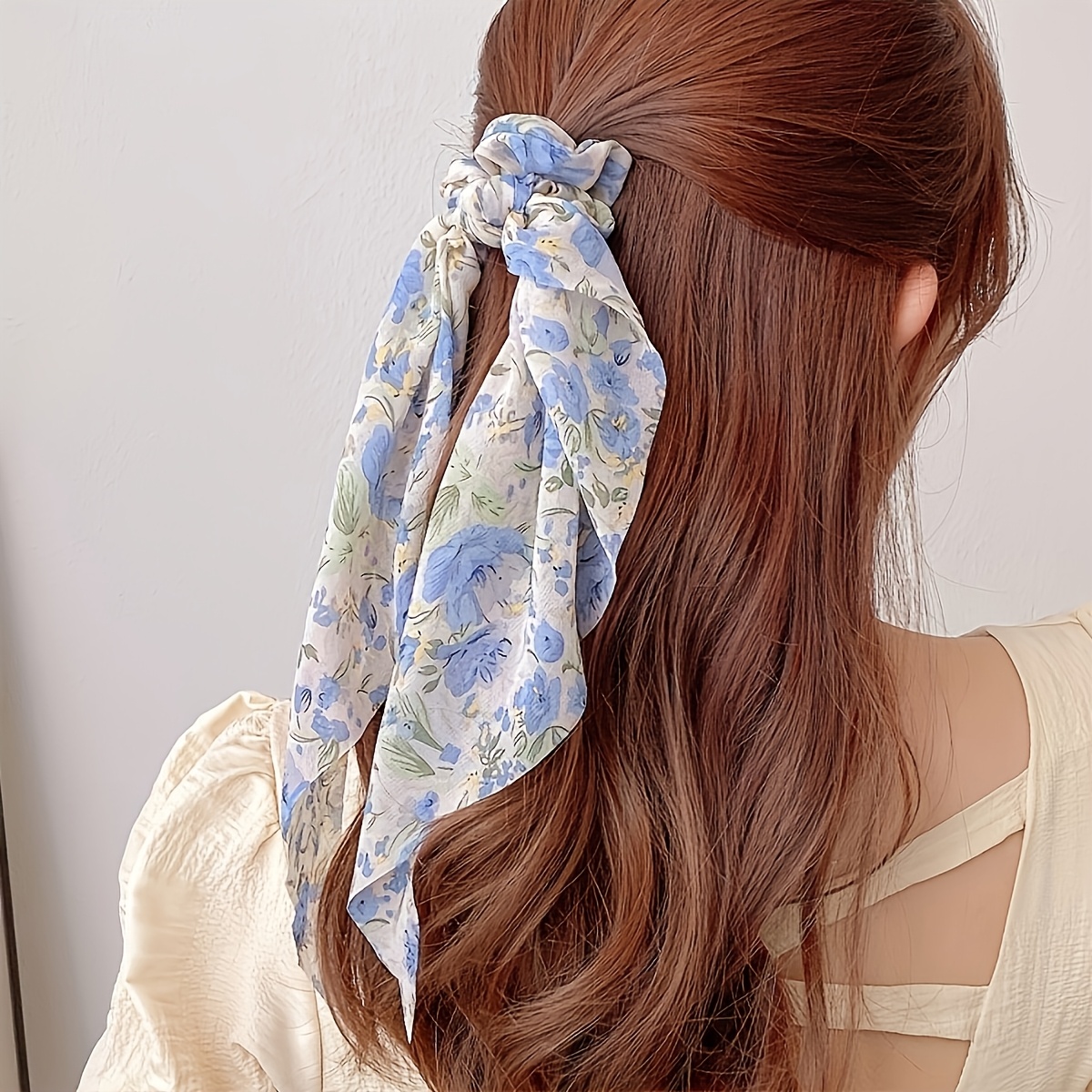 3 4 5pcs floral hair scrunchies elegant bow tassel   fabric hair ties for women stylish hair accessories for everyday special occasions cute hair accessories occasion hair ties decorative hair ties durable hair ties details 5