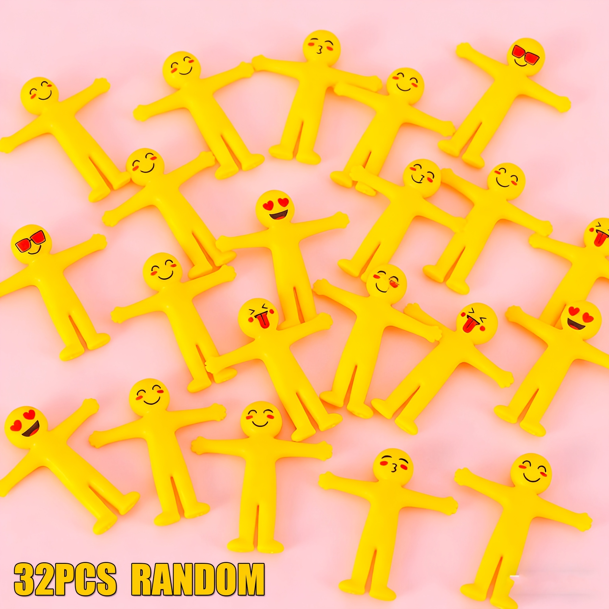 TEMU 32 Piezas de Juguetes Figuras Amarillas Elásticas, Perfectas para Fiestas Infantiles, de , Juguetes -Estrés al por Mayor, Juguetes para en el