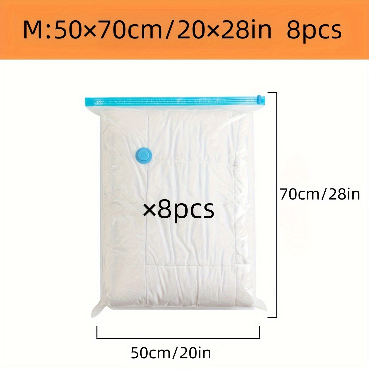 Image of 8pcs (50*70cm/20*28in) Wholesale Vacuum Compression Storage Bags, Storage Bags, Upgraded Thickness, Great For Gifting, Graduation Season Packing, Business Trips, And A For Clothes