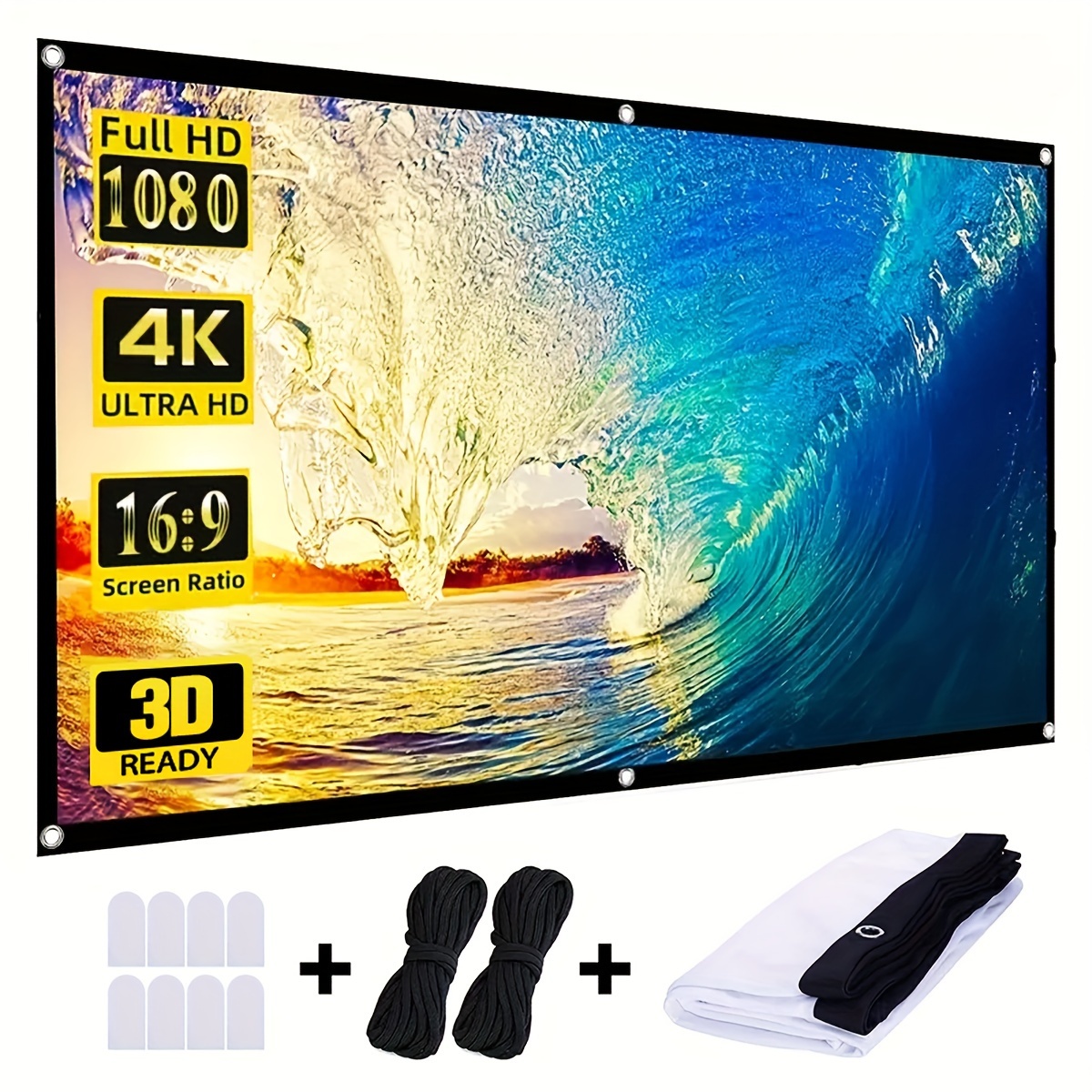 

72/100 Inch Projection Screen 16:9 Foldable Portable Anti-wrinkle Projector Screen Suitable For Home Theater Support Double-sided Projection For Home, Party, Office, Classroom, Etc.